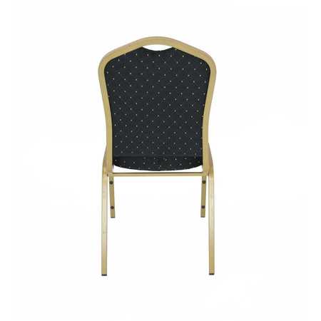 ATLAS COMMERCIAL PRODUCTS Crown Back Banquet Chair, Gold Frame, Black Pattern CBC9BKFGF